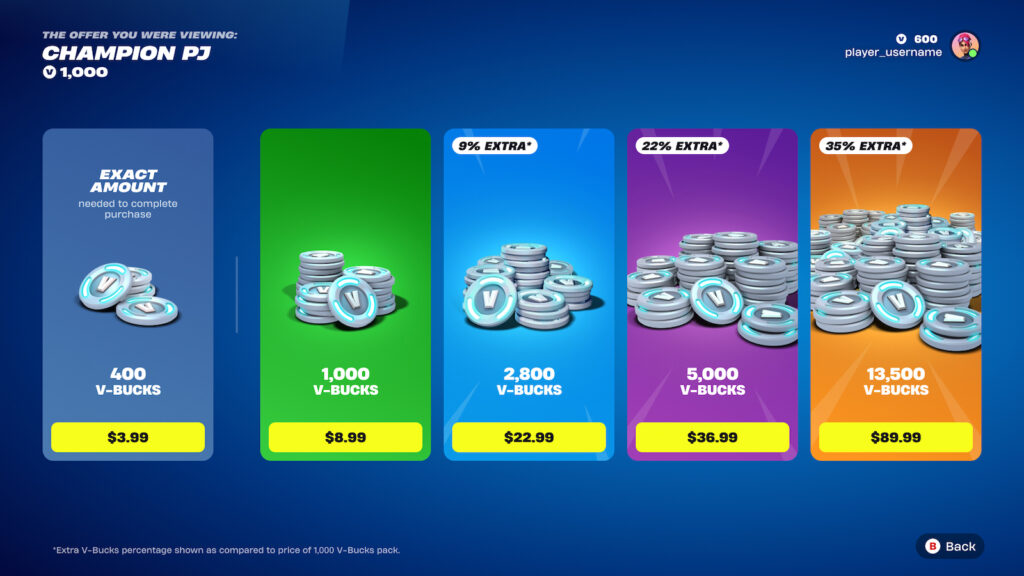 Fortnite Exact Amount Purchasing